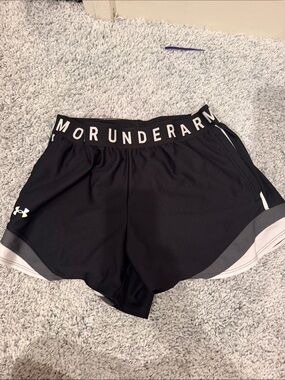 Under Armour Black Athletic Shorts with White Trim
